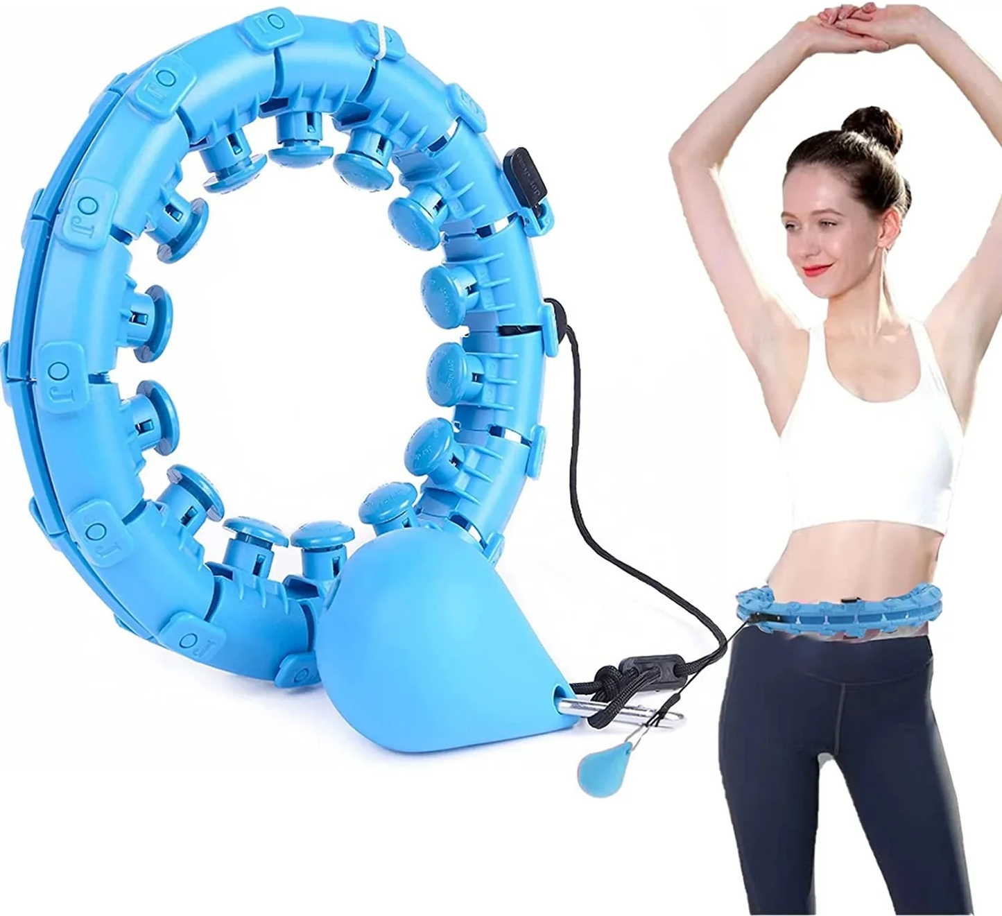 Adjustable Weighted Exercise Hoops for Adults - 2-in-1 Smart Fitness Solution for Weight Loss with Detachable Knots