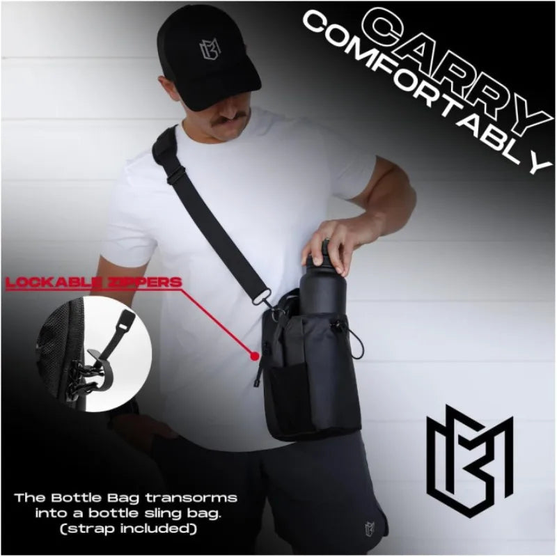 Large Capacity Magnetic Water Bottle Bag - Strong Magnet Portable Holder for Outdoor Sports, Gym & Camping