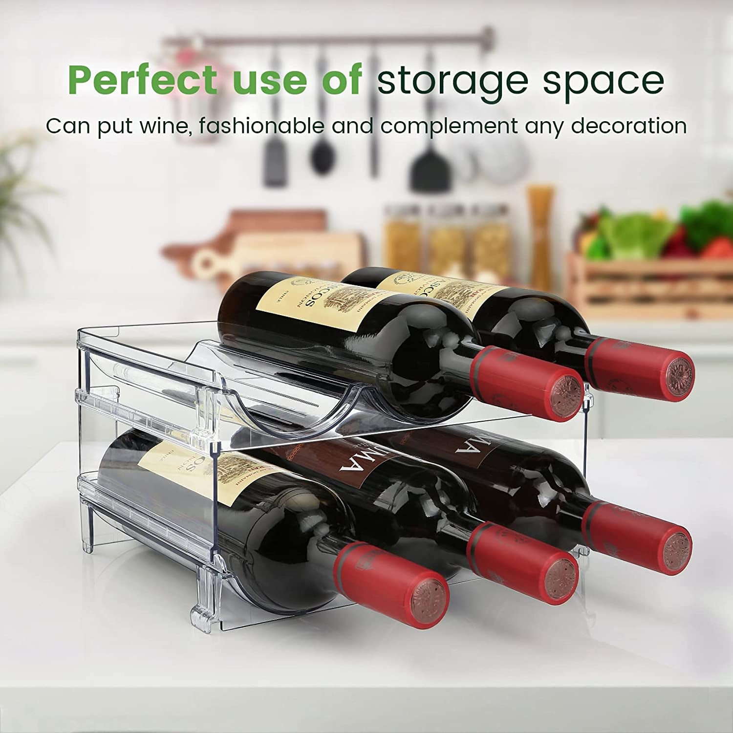 Stackable Water Bottle Organizer - 2 Pack Cabinet Storage Rack for Efficient Water Bottle Storage