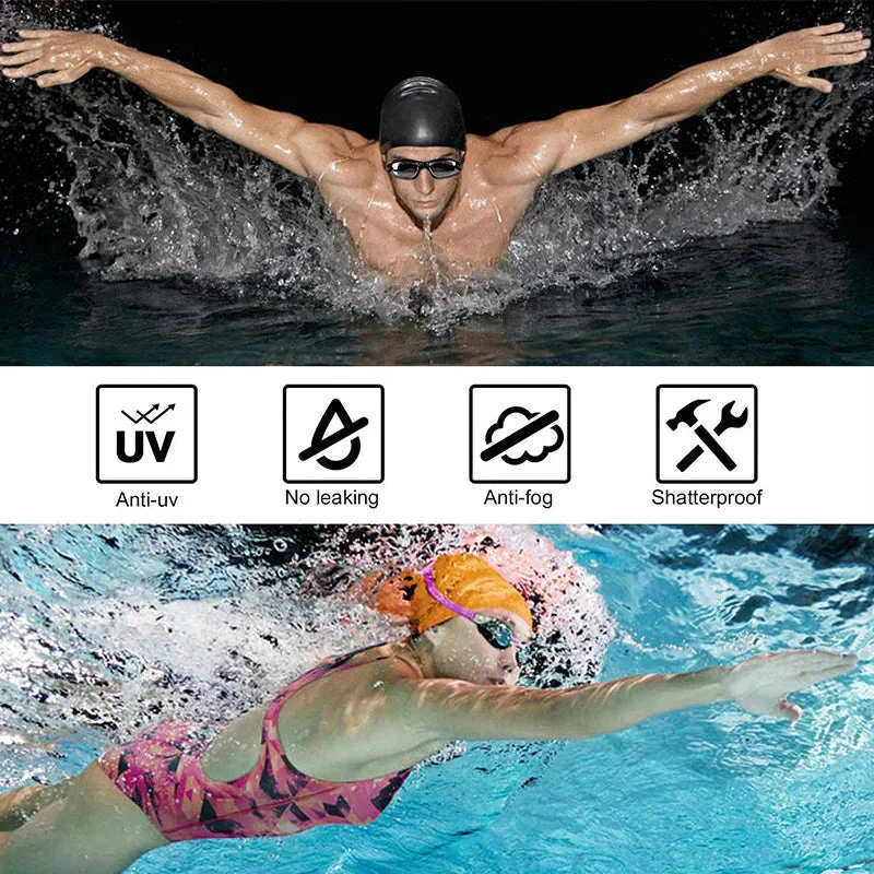 Professional Waterproof Swimming Goggles - Anti-Fog, 100% UV Protection, No Leak Design for Adults & Youth