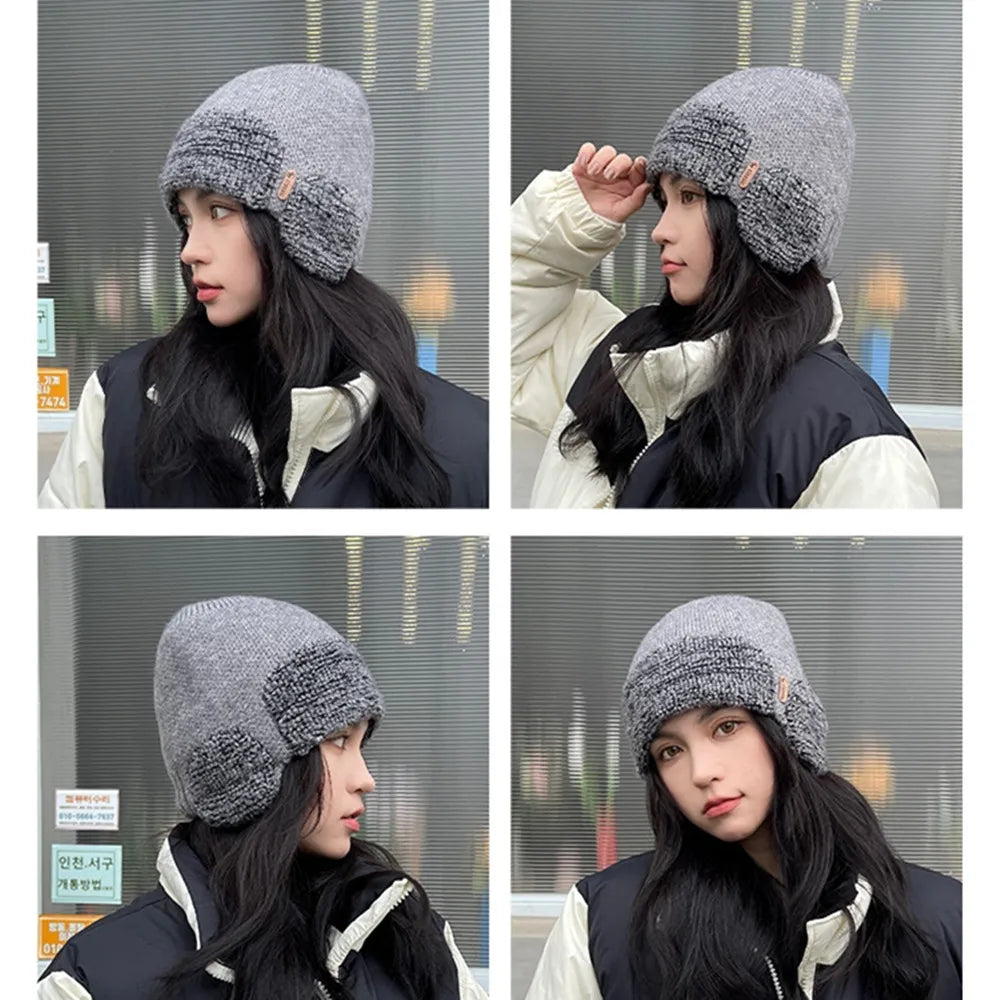 Unisex Winter Earflap Knitted Beanie Hat - Stylish & Warm Outdoor Cap for Men and Women