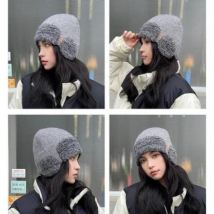 Unisex Winter Earflap Knitted Beanie Hat - Stylish & Warm Outdoor Cap for Men and Women