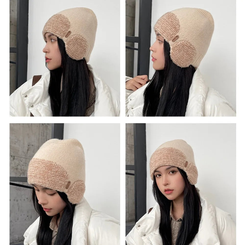 Unisex Winter Earflap Knitted Beanie Hat - Stylish & Warm Outdoor Cap for Men and Women