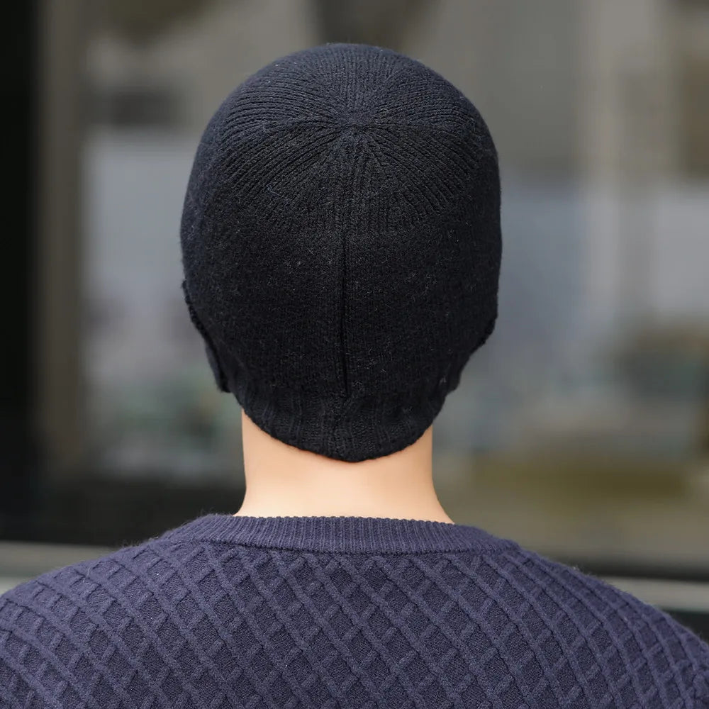 Unisex Winter Earflap Knitted Beanie Hat - Stylish & Warm Outdoor Cap for Men and Women