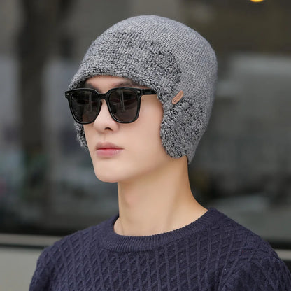 Unisex Winter Earflap Knitted Beanie Hat - Stylish & Warm Outdoor Cap for Men and Women
