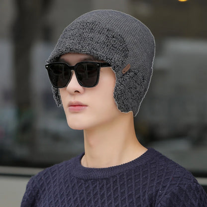 Unisex Winter Earflap Knitted Beanie Hat - Stylish & Warm Outdoor Cap for Men and Women
