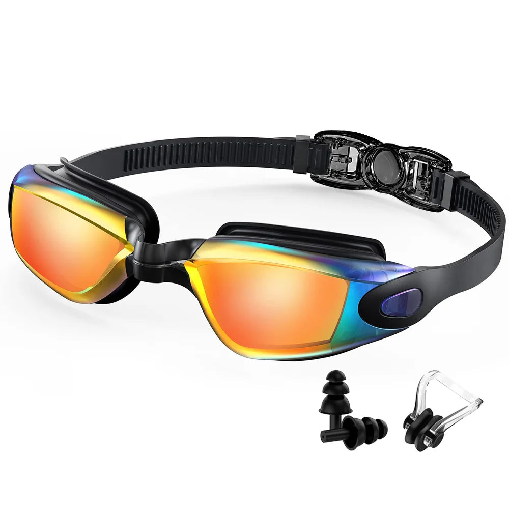 Professional Waterproof Swimming Goggles - Anti-Fog, 100% UV Protection, No Leak Design for Adults & Youth