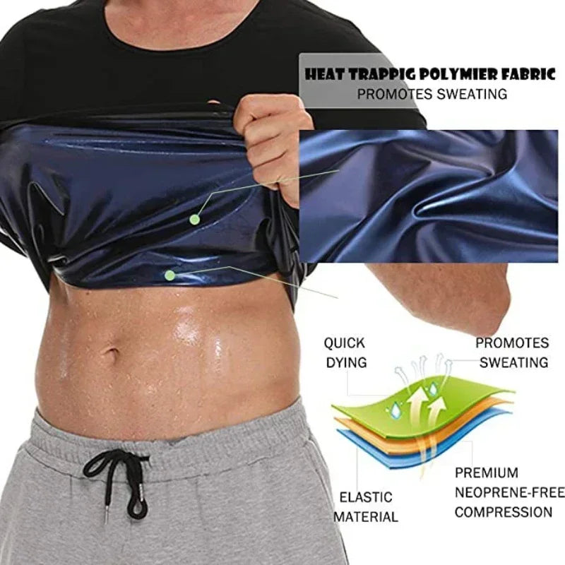 Men's Sauna Slimming T-Shirt - Waist Trainer & Body Shaper for Ultimate Fat Burn and Fitness Control