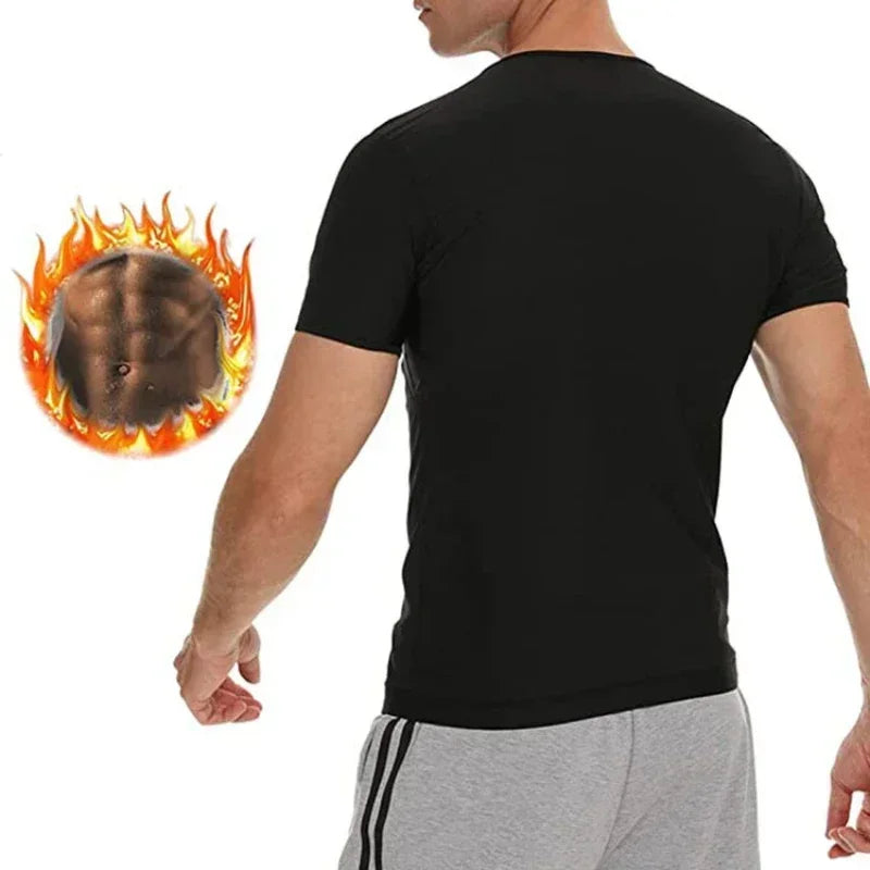 Men's Sauna Slimming T-Shirt - Waist Trainer & Body Shaper for Ultimate Fat Burn and Fitness Control