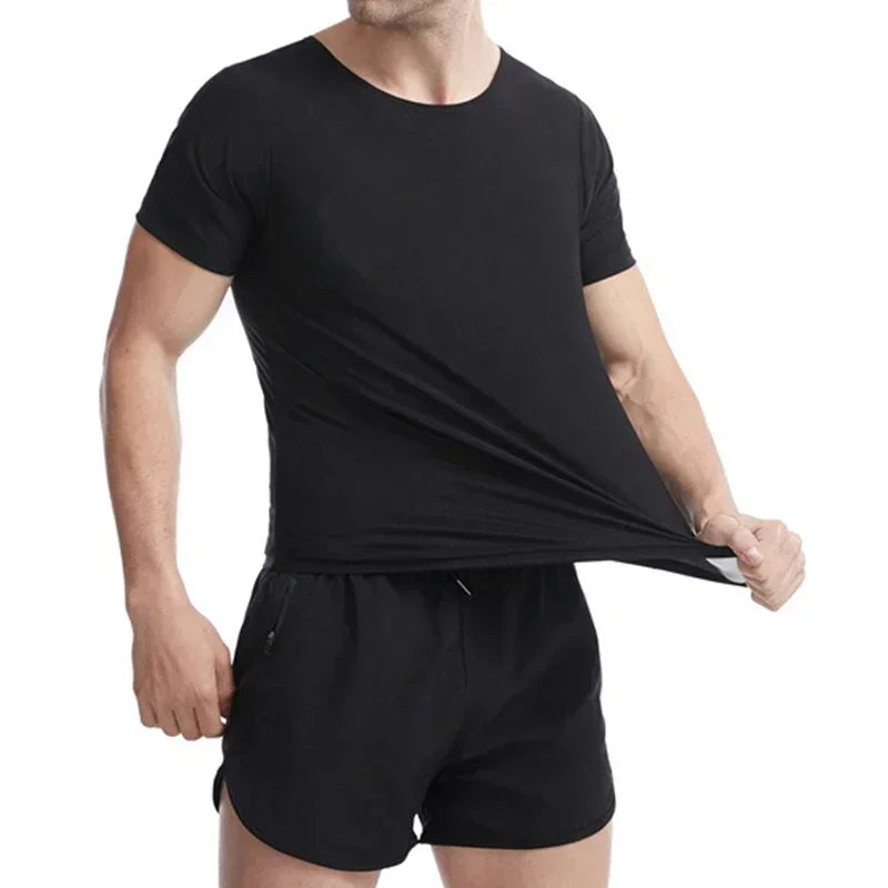 Men's Sauna Slimming T-Shirt - Waist Trainer & Body Shaper for Ultimate Fat Burn and Fitness Control