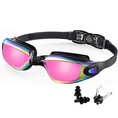 Professional Waterproof Swimming Goggles - Anti-Fog, 100% UV Protection, No Leak Design for Adults & Youth