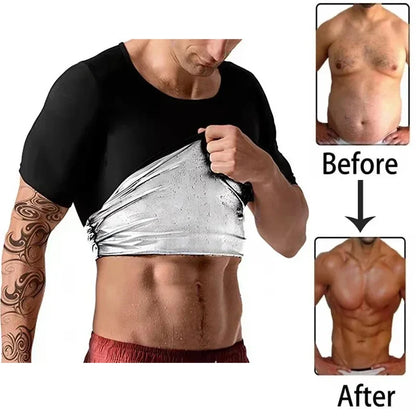 Men's Sauna Slimming T-Shirt - Waist Trainer & Body Shaper for Ultimate Fat Burn and Fitness Control