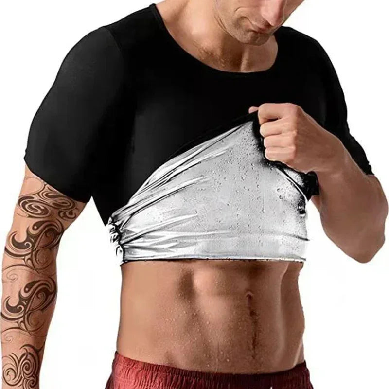 Men's Sauna Slimming T-Shirt - Waist Trainer & Body Shaper for Ultimate Fat Burn and Fitness Control